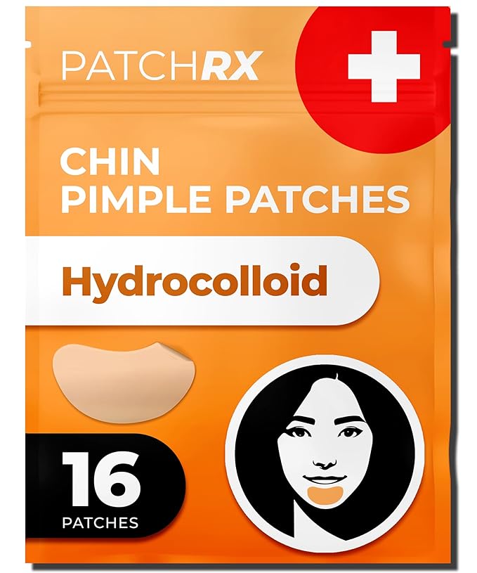 Chin Pimple Patches (12 Pack), Chin Acne with Large Hydrocolloid Acne Patches For Blemishes on Chin, Cheek, Forehead
