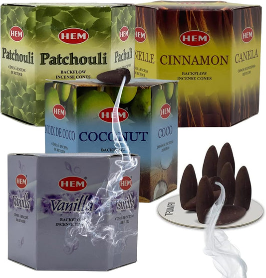 Variety Pack Backflow Incense Cones for Smoke Fountain Haze Falls Waterfall Aromatic and Mat Bundle #5