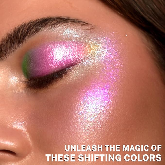 UCANBE Chameleon Shimmer Eyeshadow Makeup Palette, 4 Colors Metallic Glitter Multichrome Eye Shadow Pallet, High Pigmented Creamy Sparkling Duo Chrome Multidimensional Eye Make Up Kit