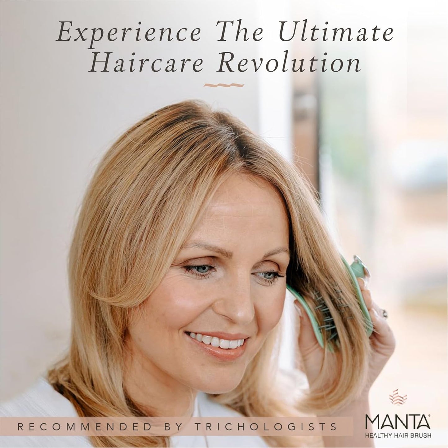 Manta Original Anti-Breakage Hairbrush – Gentle Detangling Brush for Wet & Dry Hair, Flexible Hairbrush for All Types, Healthy Hair Care for Women & Men, Serene Green