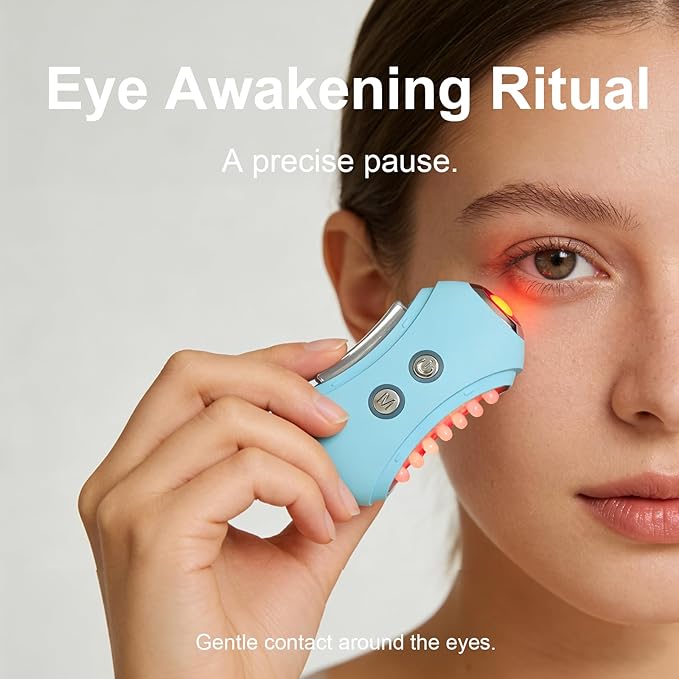 Face Massager Tool with Red Light Therapy for Face, Jade＆Rose Quartz Microcurrent Facial Device with Vibration＆7-Color LED Warm Heat, Gua Sha Facial Tools for Lifting, De-Puffing, Lymphatic Drainage