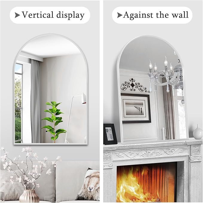 30" x 40" Silver Arched Mirror, Large Arch Bathroom Vanity and Wall Decor Mirror for Living Room, Bedroom, Entryway, Fireplace Mantel (Tempered Glass)