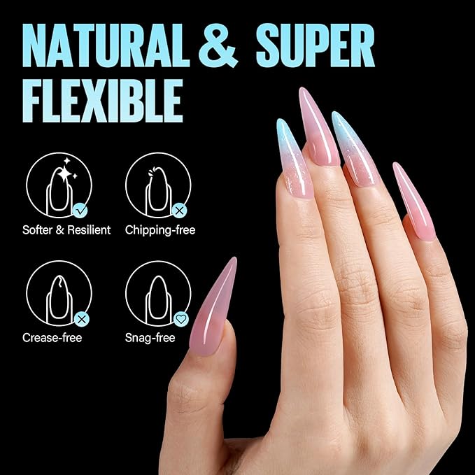 TOMICCA Long Stiletto Nail Tips 240Pcs Pre-Shape Long Almond Nail Tips Full Cover Gel Press On Nails Tips Stiletto For Nail Extension DIY Salon 12 Sizes