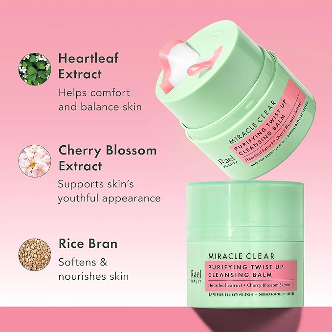 Rael Miracle Clear Facial Cleanser – Makeup Remover, Face Wash for Women, Korean Skin Care (Cleansing Balm, 1.69 fl. oz)