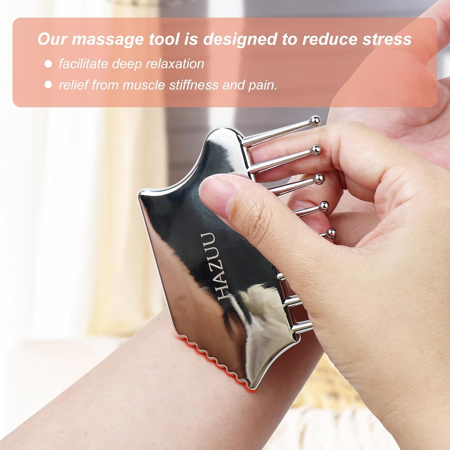 Portable Stainless Steel Scalp Massager - Guasha Scraping Tool for Head, Neck, Shoulders, Legs & Arms - Ideal for Soothing Relief (Comb Shape)