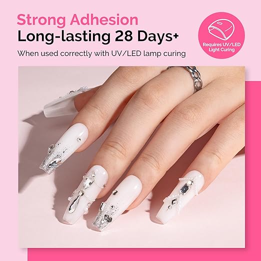 MelodySusie 2Pcs Nail Rhinestone Glue for Nails Super Strong Gel for Nail Charms Gems 3D Nail Gel UV Nail Glue for Nail Art Design Nail Chrome Powder