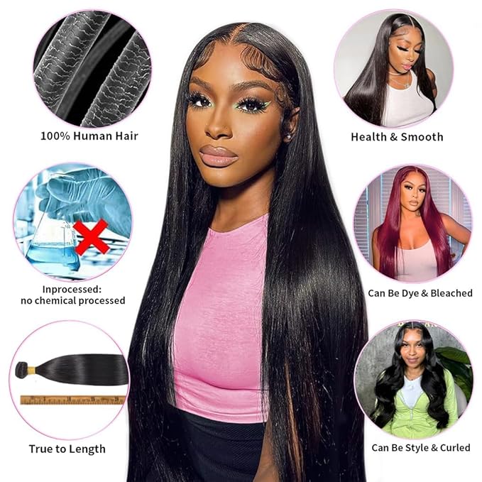 12A Straight Human Hair Bundles,Brazilian Virgin Straight Bundles 22 Inch 100% Unprocessed Human Hair 1 Bundle Deals Real Natural Black Color Hair Extensions for Black Women
