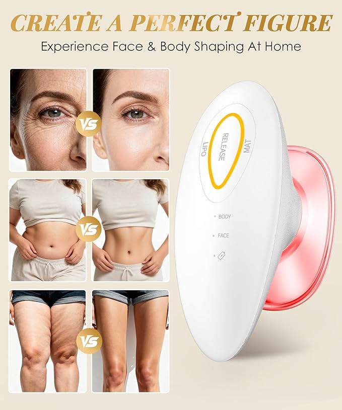 INTEO 3 in 1 Face & Body Sculpting Machine – Rechargeable Beauty Device for Body Contouring, Cellulite Massager Tool with Red Light Therapy for Home Spa or Travel Self-Care