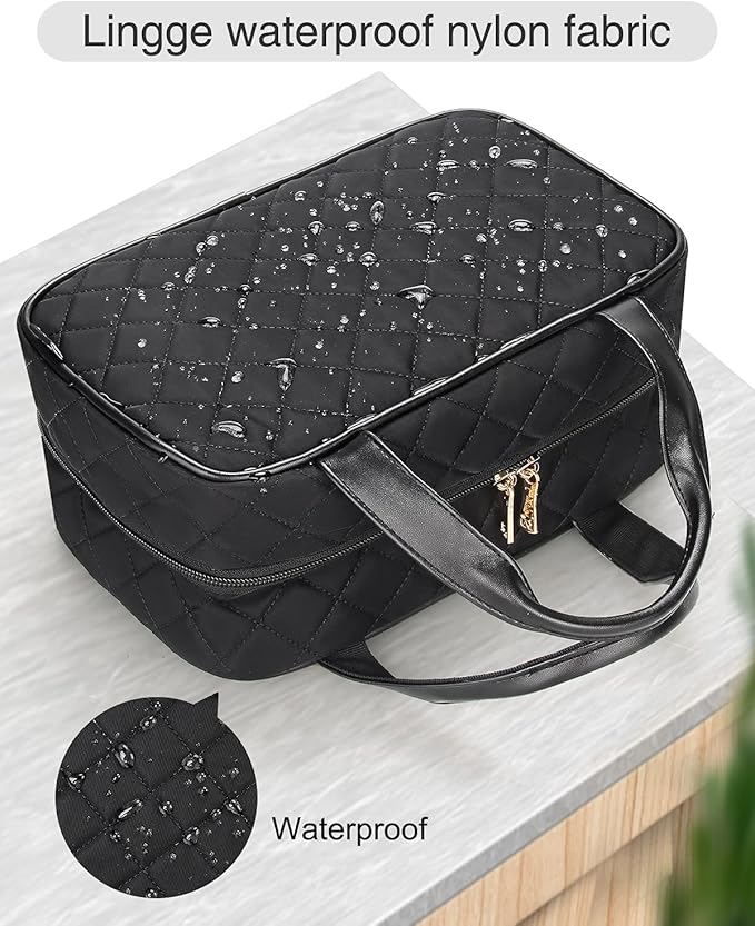 Relavel Toiletry Bag, Travel Hanging Toiletry Bag for Men, Waterproof Travel Cosmetic Bag, Makeup Storage Bag, 360° Rotatable Hook, Shampoo, Shower gel (Diamond Black)