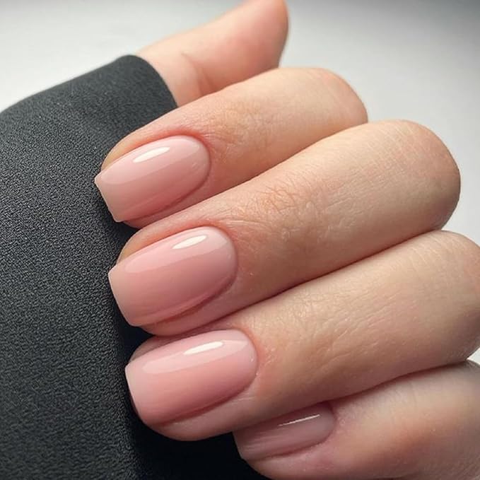 Modelones Pink Press on Nails, Valentines Short Square Fake Nails, Reusable Nail Kit with Nail Glue Adhesive Tabs Mini Nail File, Nails Press Ons 32Pcs 16Sizes, Women Girl Gift