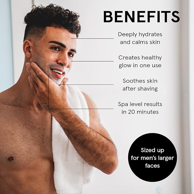 JAXON LANE BRO MASK Premium Korean Face Mask for Men (4 x 2 Pack) - Anti Aging Sheet Masks w/Hydrogel, Vitamin C, Hydrolyzed Collagen, & Hyaluronic Acid - Perfect Skin Care for Men