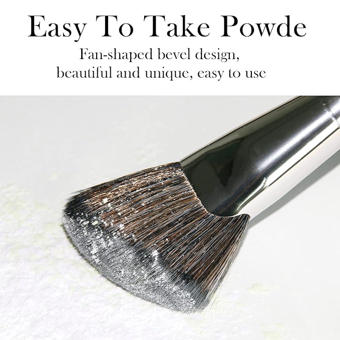 Foundation Brush Triangle Powder Brush Banidy Angled Makeup Brush Fan Contour Brush Professional Blush Brush Bronzer Brush for Liquid,Cream Mineral,Powder