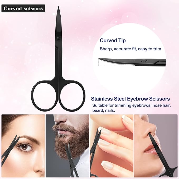 Eyebrow Razor, KAJUDA Eyebrow Kit, 5 in 1 Eyebrow Trimmer, Eyebrow Grooming Set for Women and Men, Including Comb Tweezers, Scissors, Brow Razors, Brush for Eyebrow Eyelash Extensions