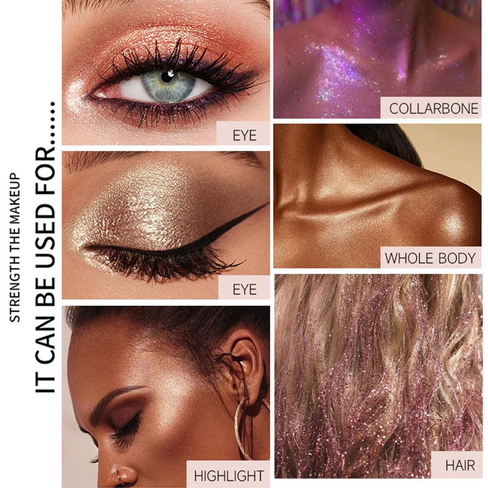 Monochrome Powder Eyeshadow Palette Makeup,Gold Natural Neutral Single Shimmer Eye Shadow for Older Women,Buildable Sparkly Eye Finish,Long Lasting Naturing-Looking