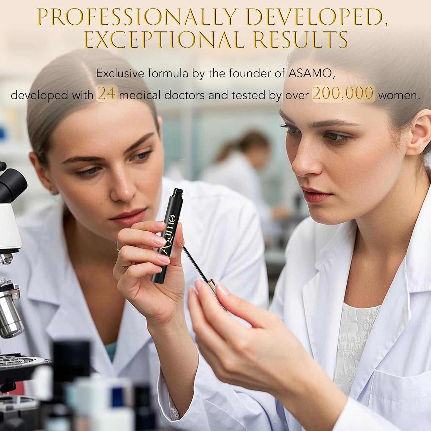 Eyelash Growth Serum – 15 Plant Extracts for Longer, Denser & Robust Lashes,Boosts Natural Lash Development,eyelash serum,Enhance Natural Beauty, Hypoallergenic Oil Free,lash growth serum（Black-Gold）