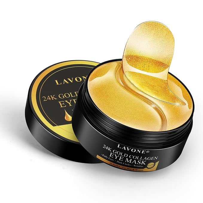 LAVONE Eye Mask - 30 Pairs 24K Gold Under Eye Patches Skin Care Products-Eye Masks Skincare for Dark Circles and Puffiness,Reduce Wrinkles and Fine Lines,for Women and Man