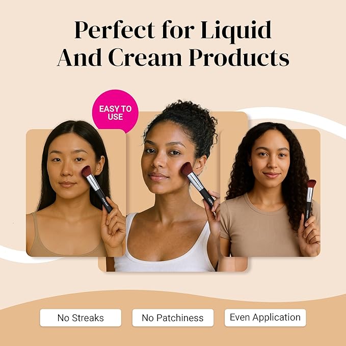 Liquid Blush Brush by Keshima - Dense yet Soft Synthetic Face Makeup Brush for Liquid & Cream Blush, Contour & Bronzer - Blending & Buffing to an Airbrush Finish