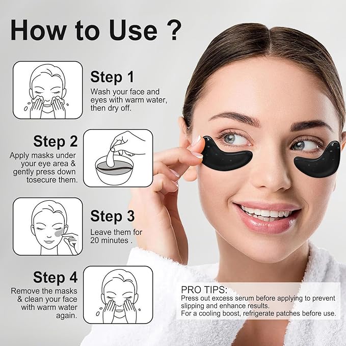 LAVONE Eye Mask - 30 Pairs Caffeine Under Eye Patches Skin Care Products, Eye Masks Skincare for Dark Circles and Puffiness, Reduce Wrinkles, Eye Bags and Fine Lines, for Women and Man
