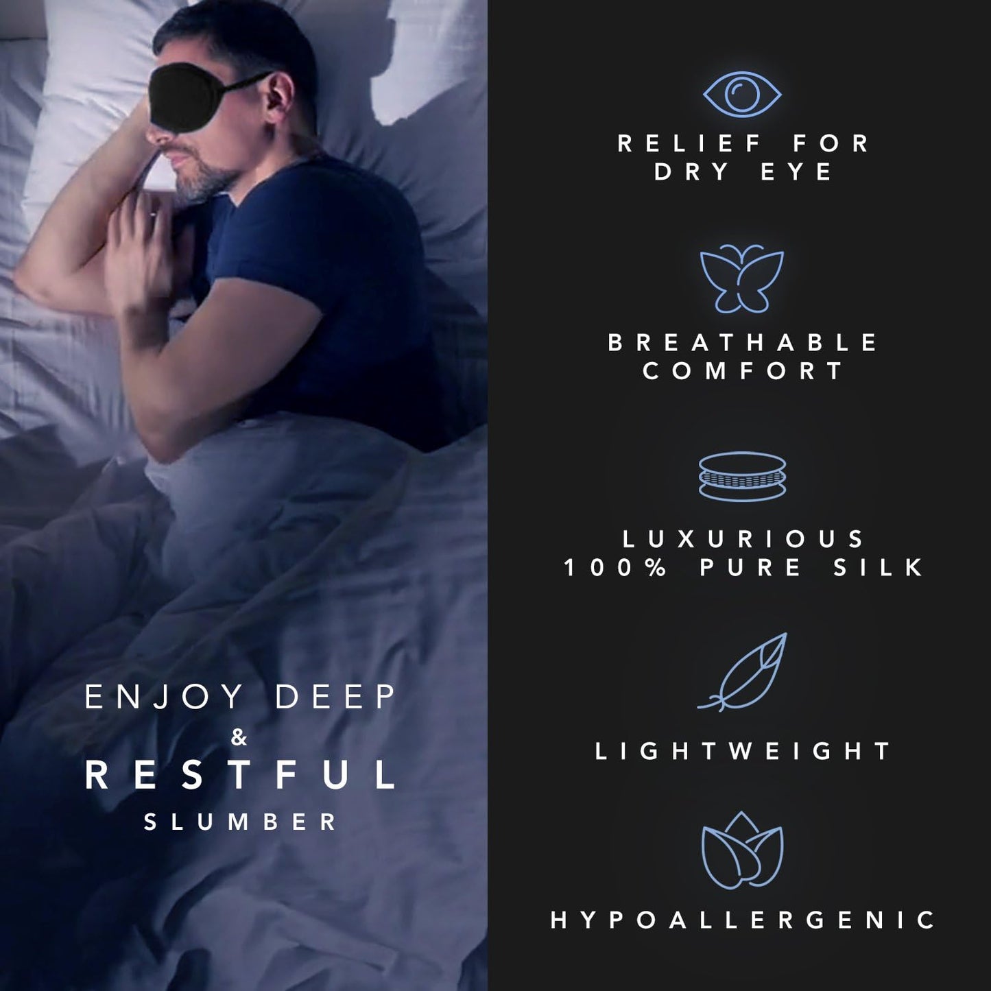 Silk Eye Mask Bundle with Pillow Spray - 100% Pure Mulberry Silk Sleeping Mask and Calming Pillow Mist (2 Items) Plus Foam Ear Plugs and Anti Snoring Nose Clip