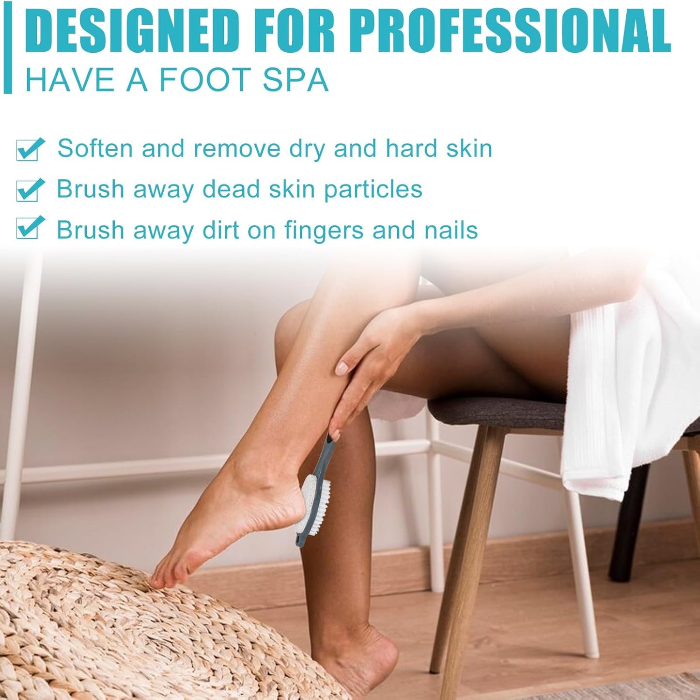 Foot File Callus Remover-2 Pcs 4 in 1 Foot Scrubber Dead Skin Remover for Feet,Pumice Stone, Foot Rasp and Sand Paper for Home Foot Care,Foot Brush for Shower (Grey Pedicure Foot File)