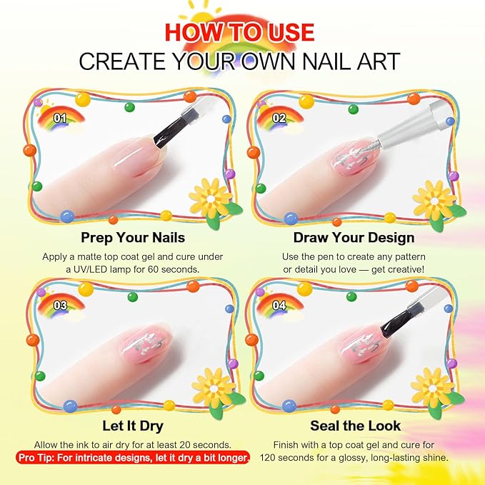 30 Metallic Colors Nail Art Pens Set, 3D Acrylic Paint Nail Polish Pens for Drawing & Dotting, Quick-Drying Nail Markers with Fine Tip, Manicure Design Tools for DIY Nail Art at Home & Salon