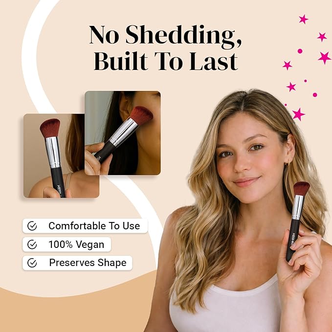 Liquid Blush Brush by Keshima - Dense yet Soft Synthetic Face Makeup Brush for Liquid & Cream Blush, Contour & Bronzer - Blending & Buffing to an Airbrush Finish