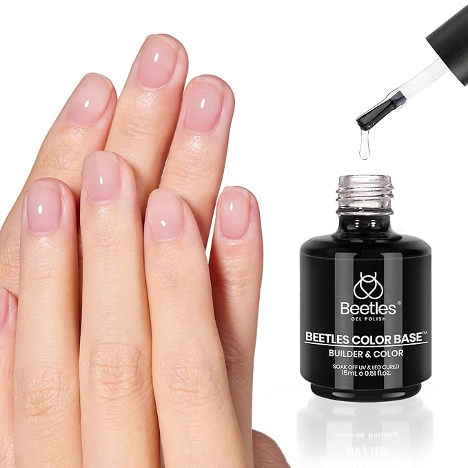 Beetles Rubber Base 15ml - Clear Color Base Builder Nail Gel for Nails Strengthening, Thickening and Sculpting, Soak Off UV LED Long Lasting