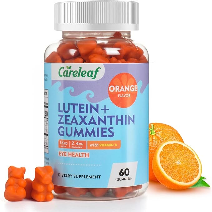 Vegan Lutein and Zeaxanthin Supplements, Lutein for Eyes with Zeaxanthin & Vitamin A, Lutein Gummies for Dry Eye Relief & Clear Vision, Eye Vitamins for Seniors & Kid, 60 Count, Orange Flavor