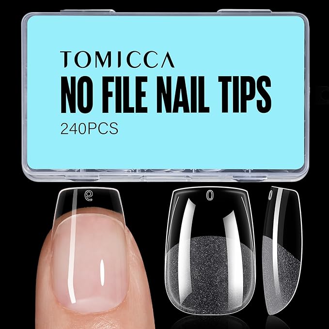 TOMICCA Extra Short Coffin Nail Tips, 240Pcs Half Matte Press on Full Cover Acrylic Nails, 12 Sizes Pre -Shape Soft Acrylic Fake Nail Tips for Nail Extension Art Home DIY Nail Salon