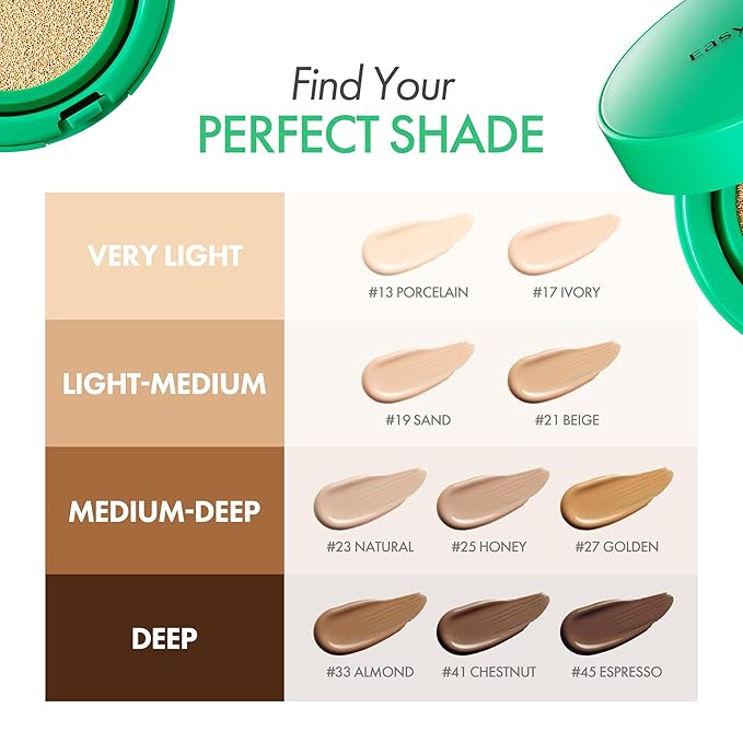 Easydew Mela B Toning Ampoule Cushion Refill - 2-in-1 Korean Skin Care & Face Beauty Makeup - Age-Defying Full Coverage Cushion Foundation with Niacinamide & Hyaluron-Vital C 0.45 oz (#33 Almond)