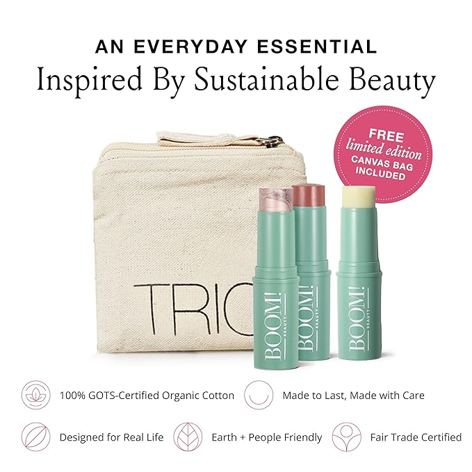 Boomstick Trio ® Color 3 Pack Cream Blush Makeup, Color Blush Stick, Highlighter Stick & Moisturizer for Cheeks, Eyes & Lips, Blendable Vegan Boom Sticks by Cindy Joseph for Older Women, BOOM Beauty