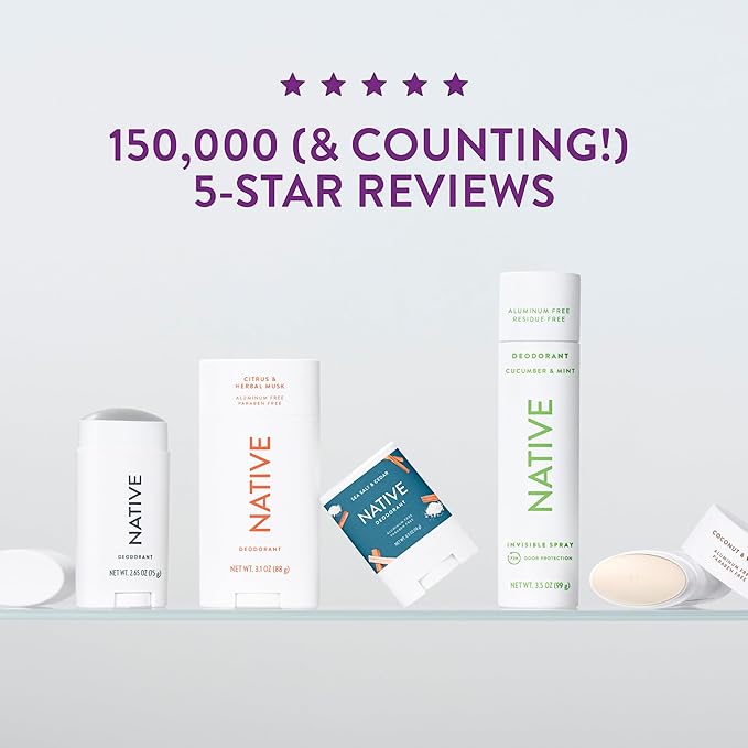 Native Deodorant Contains Naturally Derived Ingredients, 72 Hour Odor Control | Deodorant for Women and Men, Aluminum Free with Baking Soda, Coconut Oil and Shea Butter | Lavender & Rose