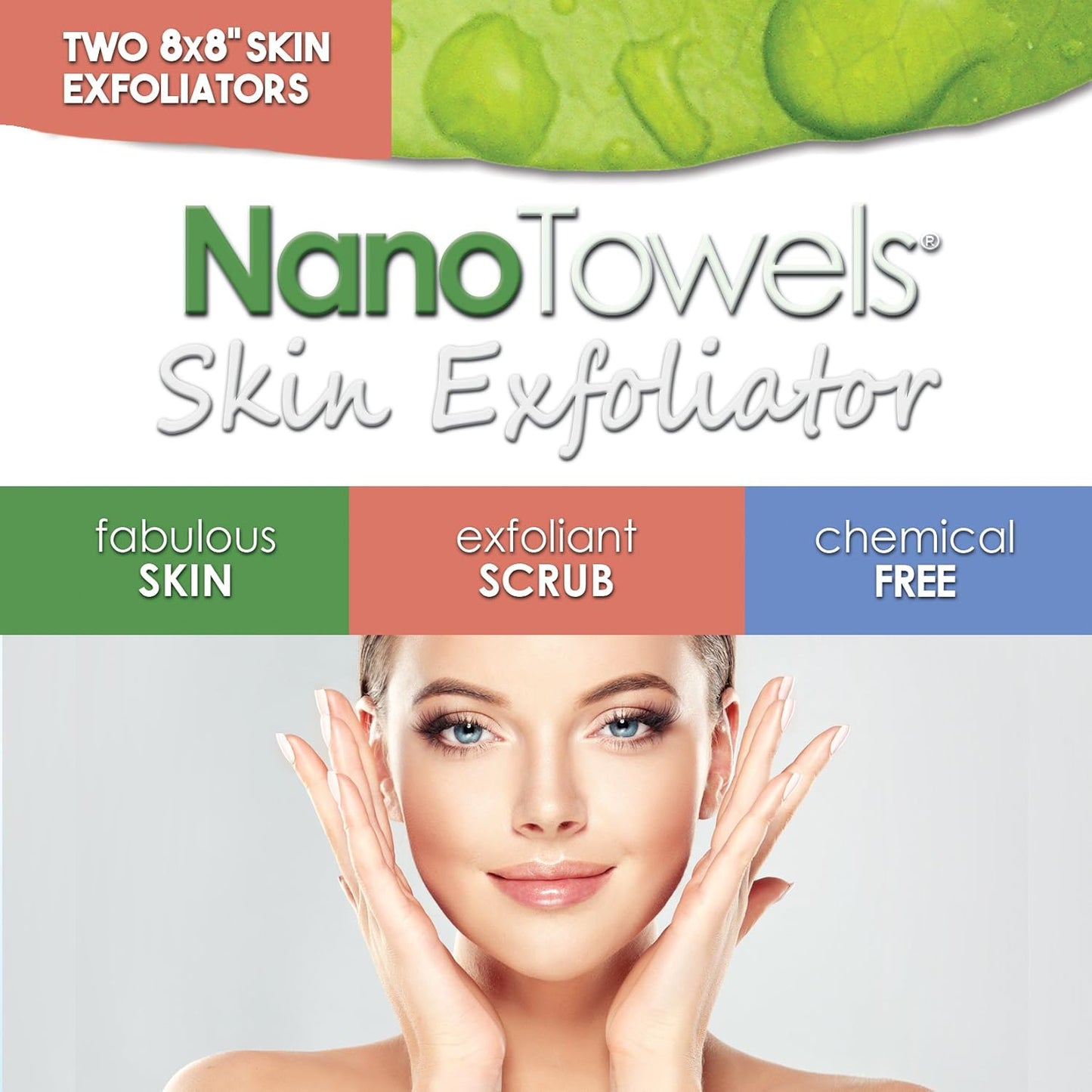 Nano Towels Skin Exfoliating Cleanser | Personal Microdermabrasion Face Wash, Pore Toner & Body Scrub Cloth | Chemical Free Dead Skin and Blackhead Remover. Korean Skin Care Secret | 2 Exfoliators