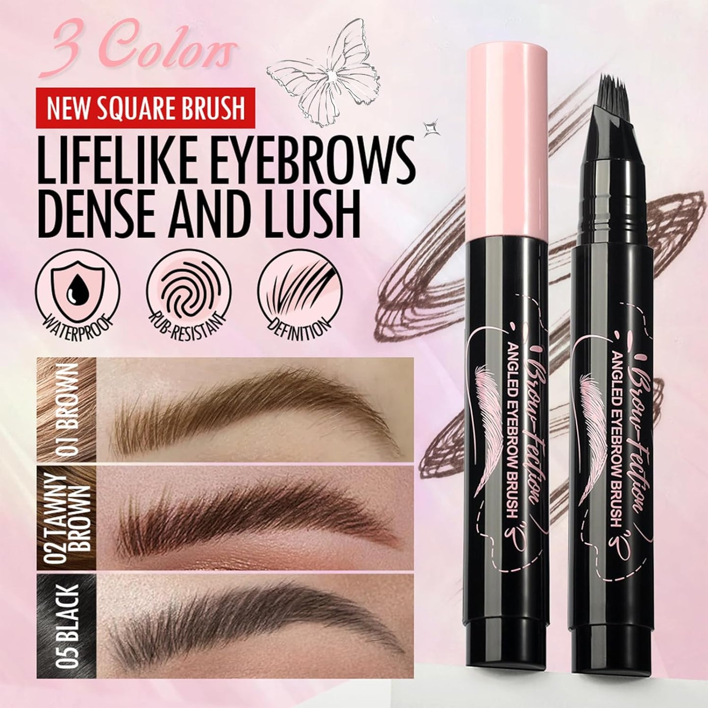 Eyebrow Pencils for Women, Liquid Microblading Eyebrow Pen with Square Angled Brush & Ultra-Fine Precision Tip – Natural Hair-Like Strokes, 24hrs Long-Lasting, Waterproof, Easy to Use (Tawny Brown)