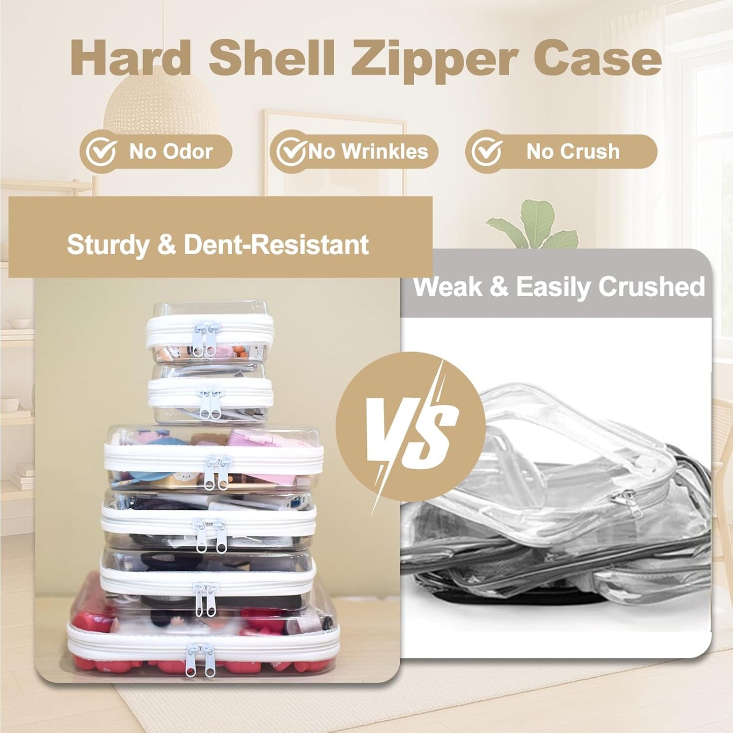 6 pcs Clear Zipper Pouches, Toiletry Bag for Travel, Stackable Waterproof Diaper Bag, Zipper Pouch, Travel Organizer, Clear Cosmetic Bag,Toy Storage Bins (M+3S+2Mini)