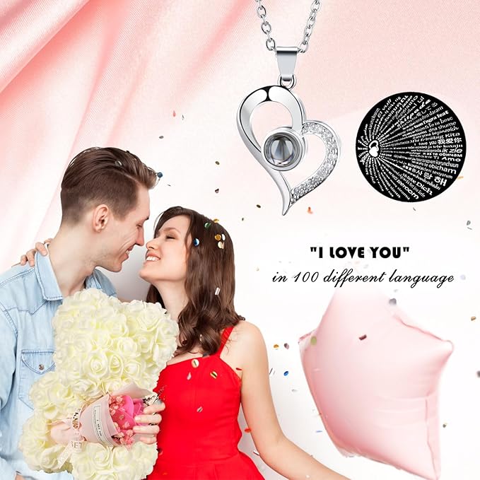 Valentines Day Gifts for Her Rose Bear, Rose Teddy Bear Birthday Gift for Girlfriend Wife, Rose Flower Gift for Women,Valentines Gifts for Her,Flower Bear with I Love You Necklace