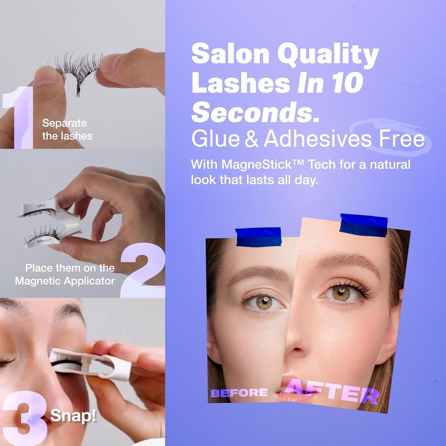 Giani Magnetic Eyelashes with Applicator - Reusable Magnetic Lashes Kit - Natural Soft Looking False Eyelashes - Applicator and Mirror Case Included - No Glue or Eyeliner Needed - Simple Style