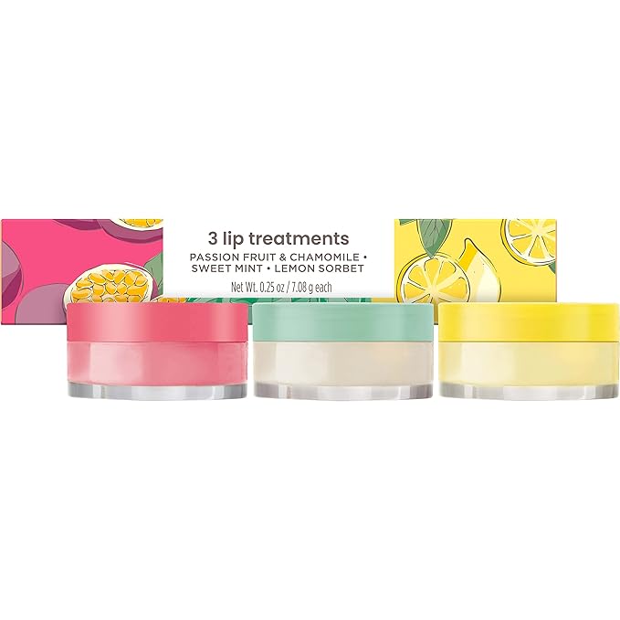 Burt's Bees Lip Mask Set- Overnight Intensive Treatment Revives & Nourishes for All Day Hydration, Passion Fruit & Chamomile, Sweet Mint & Lemon Sorbet