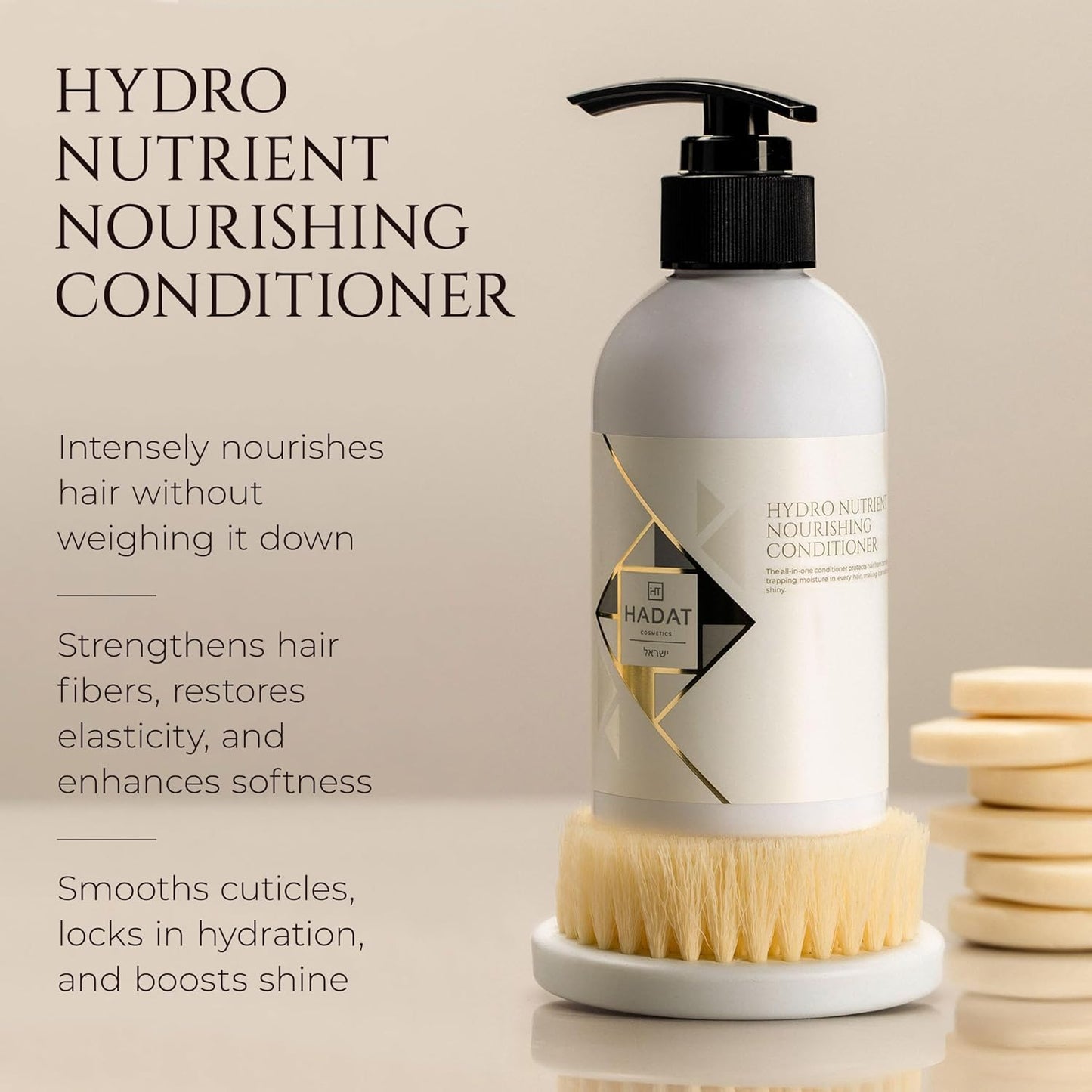 HADAT Hydro Nutrient Nourishing Conditioner – Professional Salon Formula with Biotin, Sea Minerals & Coconut Oil – Deep Moisture, Shine & Restoration for Dry, Damaged or Frizzy Hair (8.45 Fl Oz)