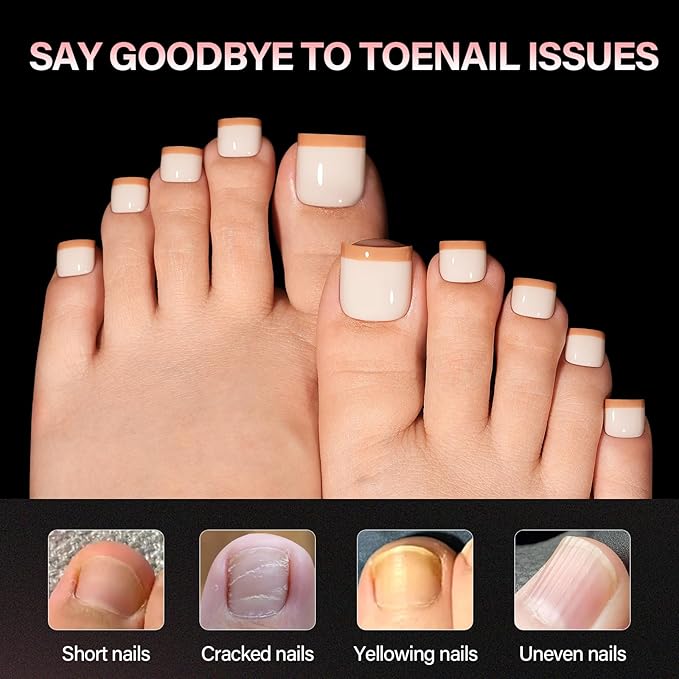 AILLSA Short Sharp Square Toe Nail Tips, 15 Sizes 150Pcs Pre-Etched Double Matte Acrylic Full Cover Press On Fake Toenails for Big Toe Extensions Home DIY Nail Salon