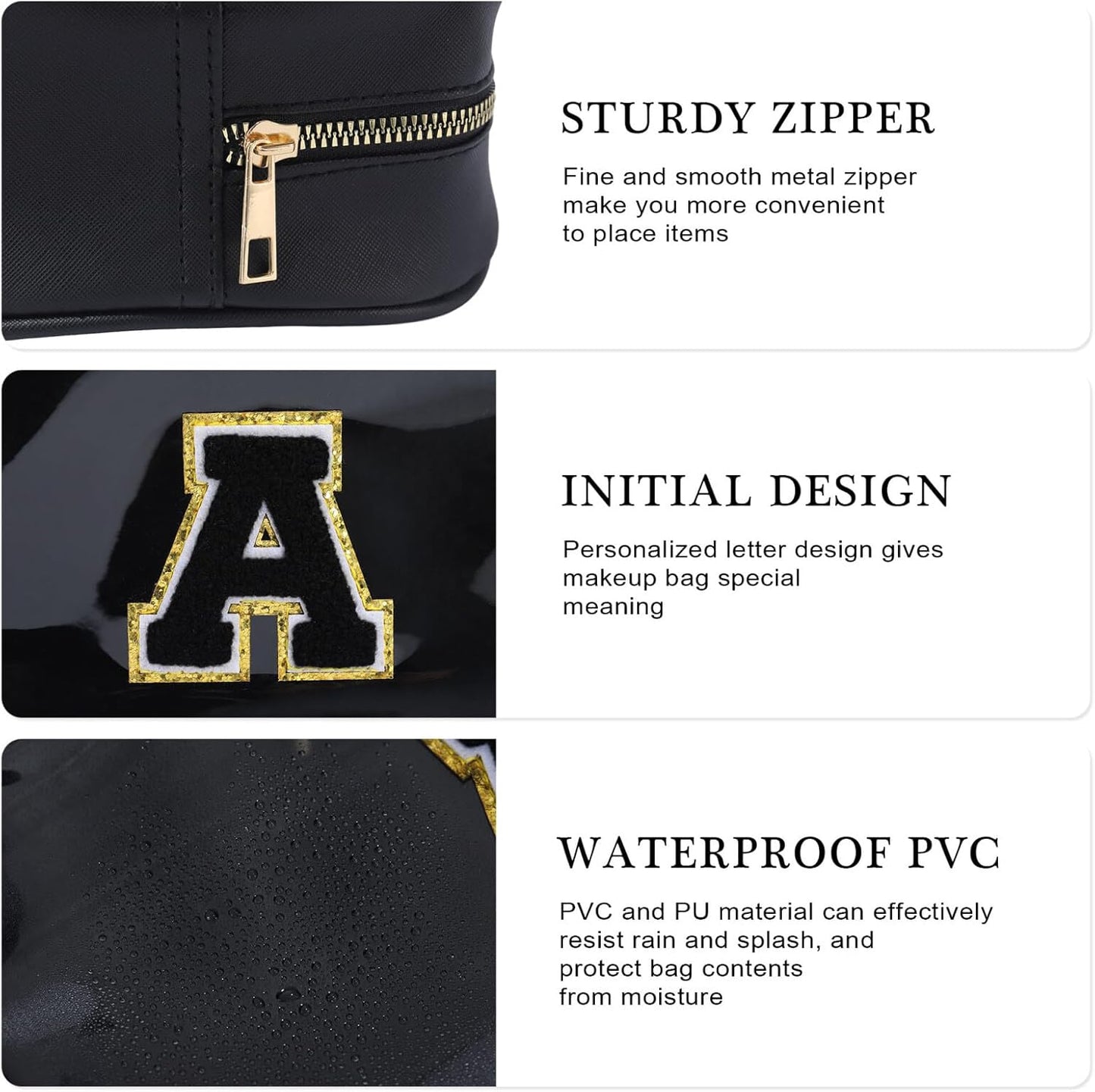 YOOLIFE Travel Toiletry Bag for Women, Black Clear Makeup Bag Cute Make Up Bag for Women Cosmetic Bags Skin Care Makeup Bag Organizer Birthday Gifts for Women Teacher Mother Girlfriend Initial D