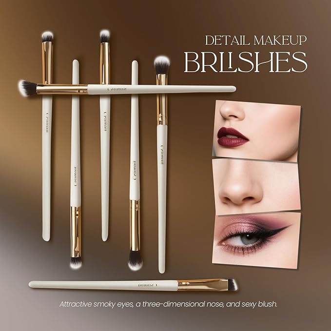 Makeup Brushes Set 12 Pcs Professional & Beginner Friendly, Soft Synthetic Make Up Brush Bristles for Face Eyeshadow, Easy to Clean with Case, Ergonomic Wooden Handle, Gift for Women (Dark White)