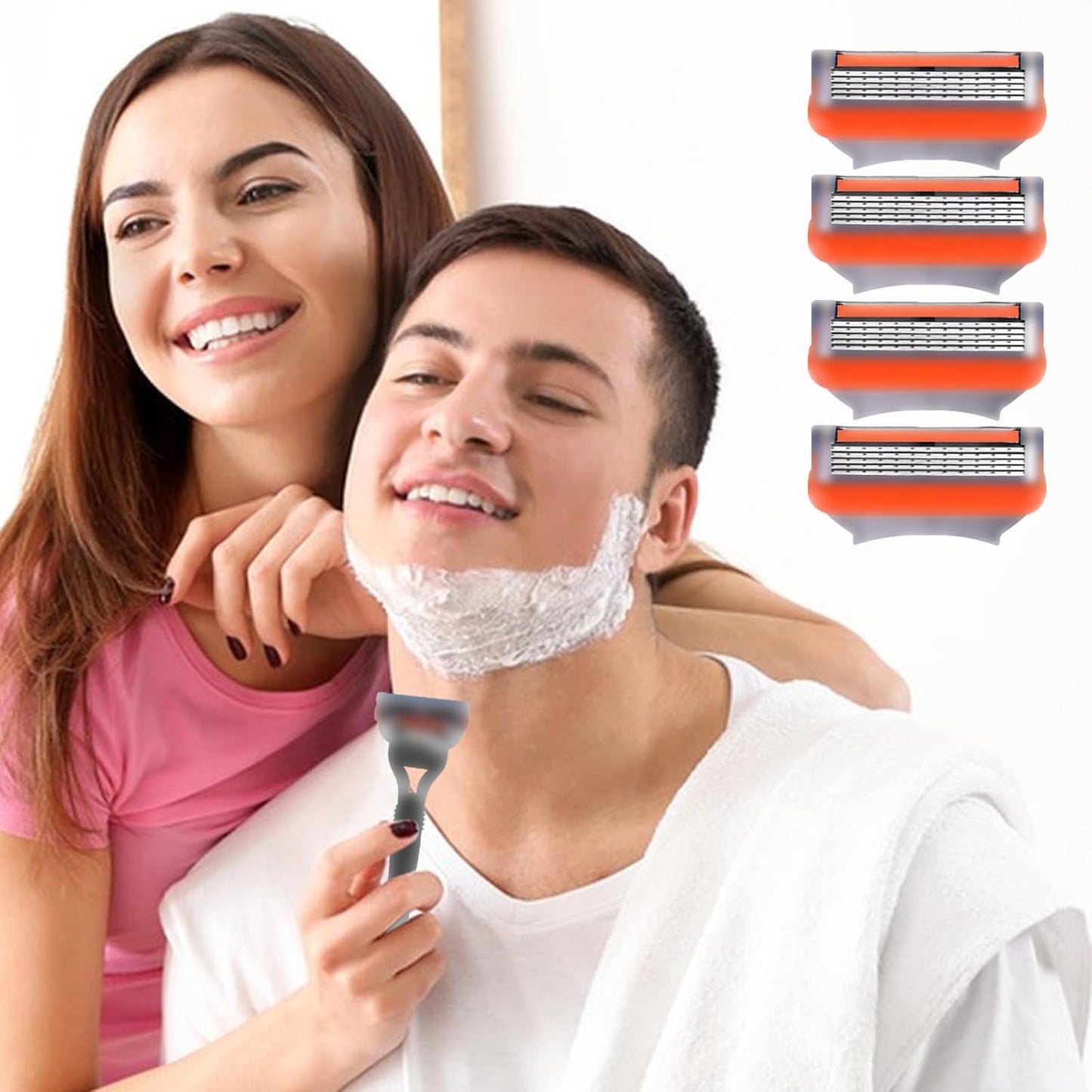 24Pcs Premium Razor Blades for Men - 5-Layer Stainless Steel Refills Compatible with Fusion 5 Style Razors, Smooth Shaving Replacement Cartridges Value Pack