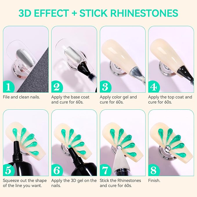 Makartt 3D Gel Nail Art- 3D Nail Gel Sculpting Gel for Nail Designs 15ml 3 in 1 No Wipe Polish for Drawing Carving Nails Molding Gels for Nail Decoration Charms- Tinsel Green