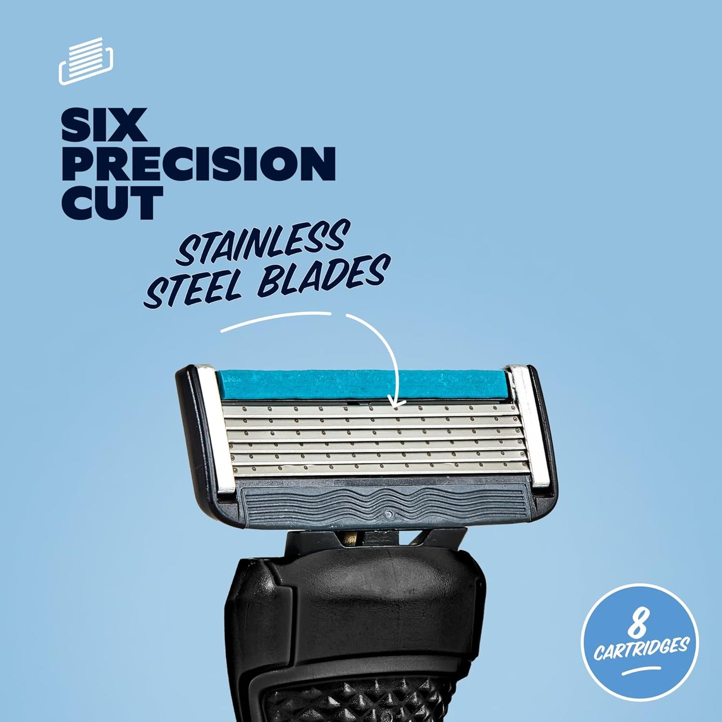 Dollar Shave Club | 6 Blade Razor Refills (8 Pack) | 6 Stainless Steel Blades for a Close & Comfortable Shave