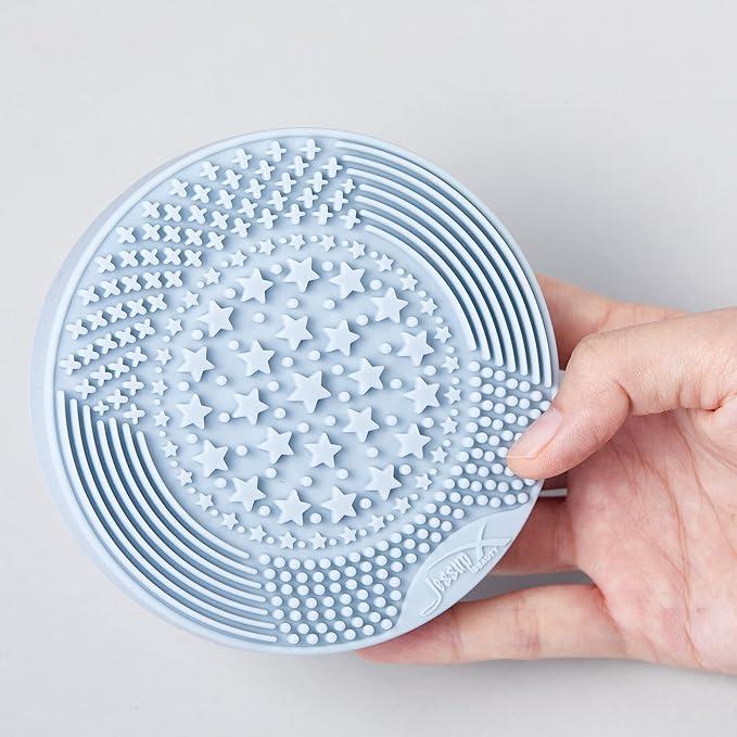 Jessup Makeup Brush Cleaning Mat with Color Removal Sponge, 2 in 1 Silicone Makeup Brush Cleaner (Sachet Pink), A005