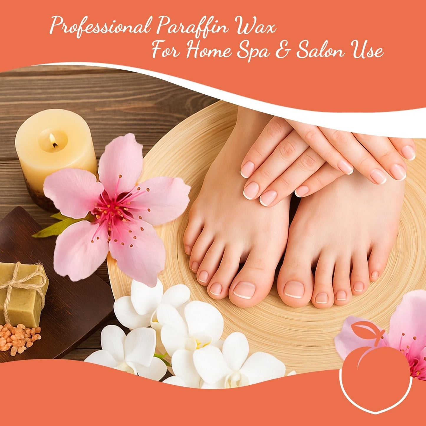 Paraffin Wax Refills Maxi Pack for Hands and Feet Bath – 6 Large Blocks 5.25 lb Peach Scent, Moisturizing Non-Greasy Wax for Arthritis Relief, Pedicure, Home Spa