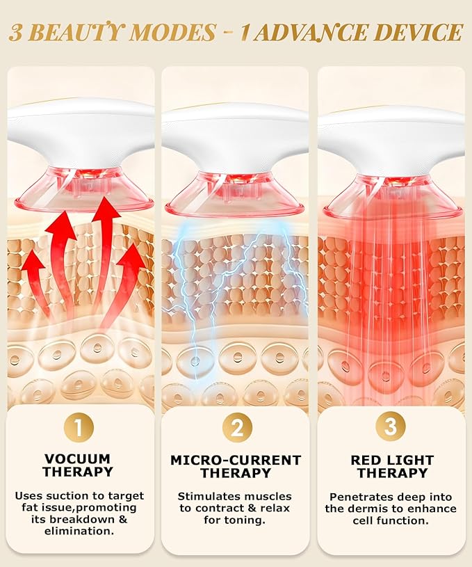 INTEO 3 in 1 Face & Body Sculpting Machine – Rechargeable Beauty Device for Body Contouring, Cellulite Massager Tool with Red Light Therapy for Home Spa or Travel Self-Care