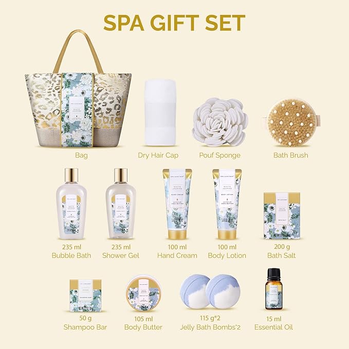 spa luxetique Spa Gift Baskets for Women - Valentine Gifts for Women,15pcs Luxury Relaxing Spa Kit with Bath Bombs, Birthday Mother‘s Day Gifts Body and Bath Set