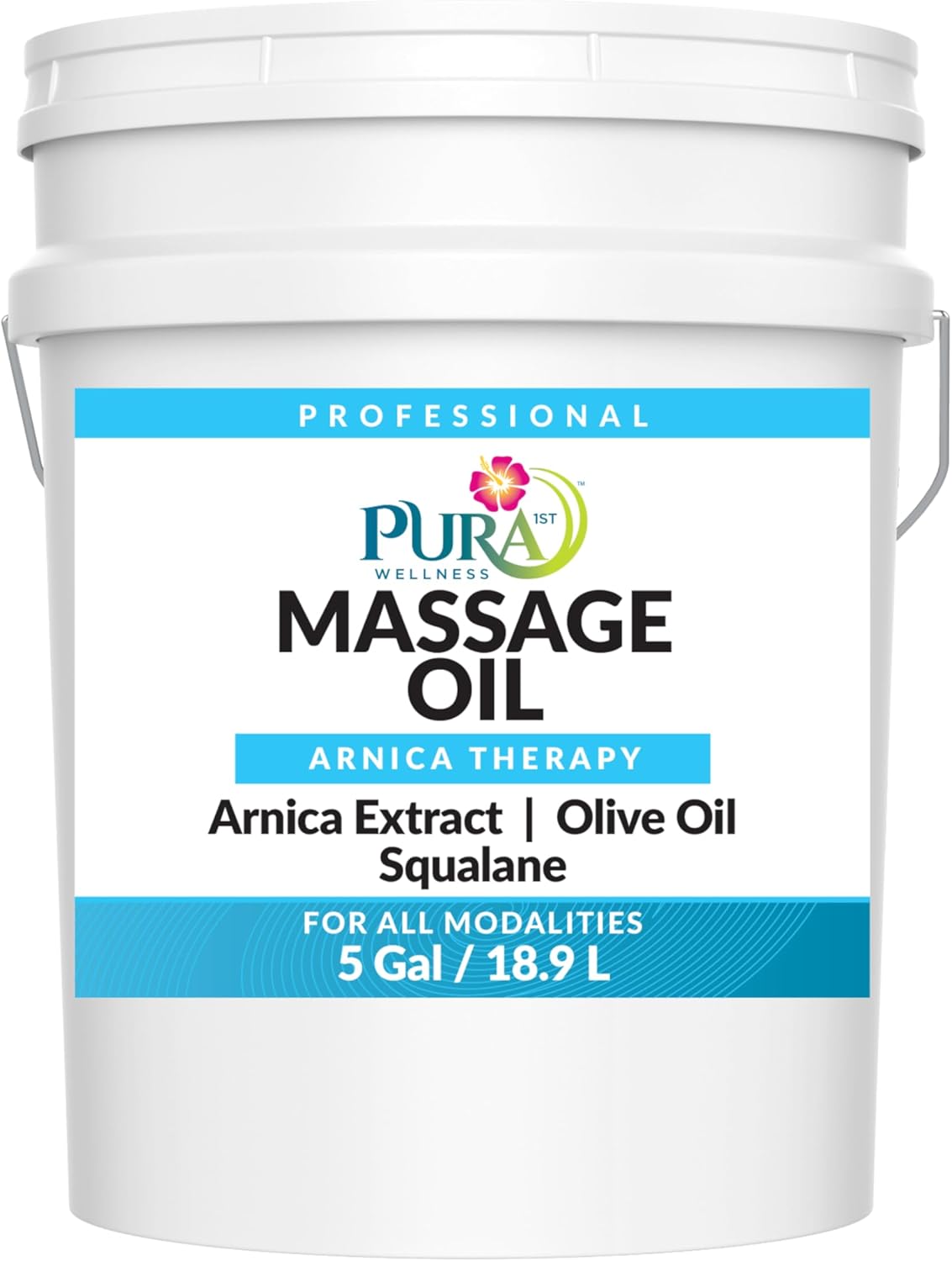 Wellness Professional 5 Gallon Arnica Massage Oil, for Bruising, Unscented Deep Tissue Massage Oil for Therapy, Hypoallergenic, for Physical Therapy, Natural, Skin Moisturizing